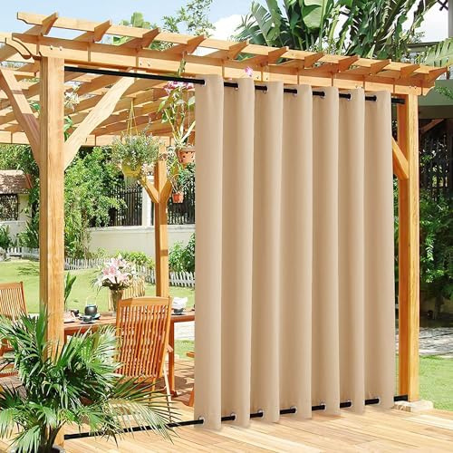 YangAera Outdoor Vorhang mit Ösen Oben und Unten, 24 Farben Größe Anpassbar Wasserdicht Wetterfest Sichtschutz & Sonnenschutz Outdoorvorhänge für Garten Terrasse Pavillon Veranda Balkon - 1 Stück