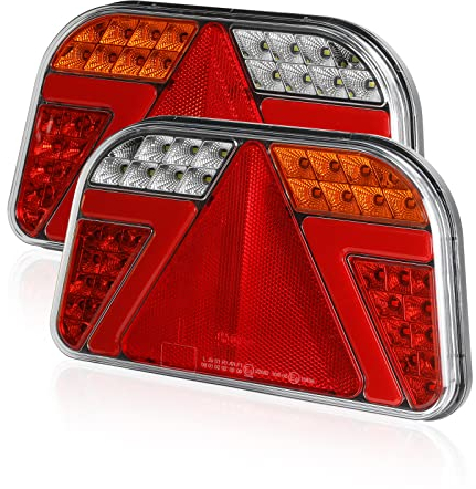 AOHEWEI Anhänger Rückleuchten Kit 12V/24V Wasserdicht Blinker/Bremse/Schwanz/Rückwärts/Nebel/Reflektor Licht mit 25cm langem 6-adrigem Kabel für LKW Wohnwagen LKW Van Traktor