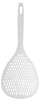 Cuchara ranurada, colador Cuchara colador Cuchara ranurada para pasta Cuchara espumadera de plástico Cucharón antiadherente de silicona para cocinar con mango(Blanco)