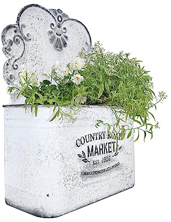 All Chic Pflanzgefäß aus Metall, Wandbehang für Gartendekoration, Weiß
