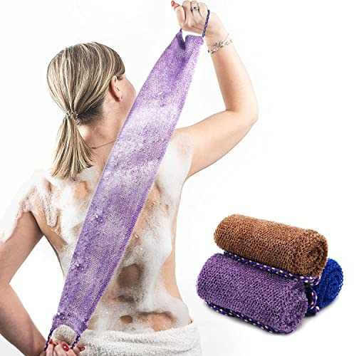 Pinkiou 3 Pièces Eponge Exfoliante Africaines, Gratte Dos Douche, Brosse Exfoliante Douce et Rugueuse - Convient Aux Hommes et Aux Femmes - Idéal pour Exfoliant pour le Corps et Lave Dos