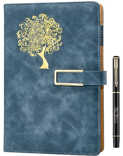 Farfume Tree of Life Journal for Women & Men Refillable Writing A5 Journals for Writing with 200 Pages, 100Gsm Paper Personal Diary Faux Leather Hardcover Notebook with Pen&Magnetic Buckle (Blue)