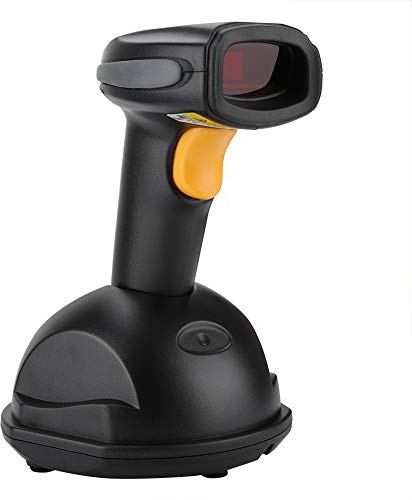 Wireless Barcode Decoder 32-Bit Funk Barcode-Scanner mit Ladestation, Barcode Handlesegerät, Komfortablem Griff, Stoßfest, Fallschutz