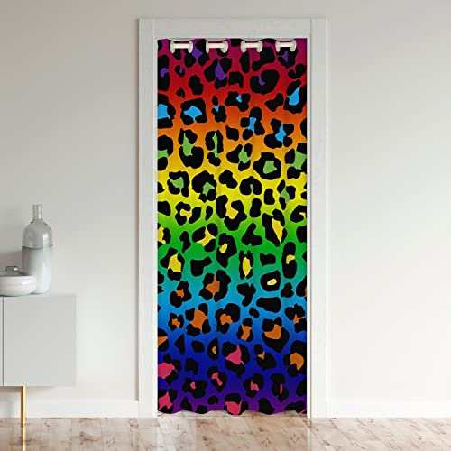 Loussiesd Bunt Leopard Türvorhang 106x203cm Tür Privatsphäre Geparden Gedruckt Schrank Vorhang für Innentür Raumteiler s Africa Leopard Alternative Schrank Rainbow Leopard