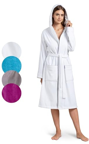 Twinzen Bademantel Damen – 100% Baumwolle, Frottee-Velours, mit Kapuze, OEKO-TEX zertifiziert, weich und komfortabel