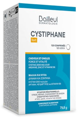 Bailleul | Cystiphane Fort | Complément alimentaire Cheveux & Ongles |Force & Vitalité | Résistance du cheveu | Chute de cheveux réactionnelle | Cystine – Vitamine B6| 120 comprimés