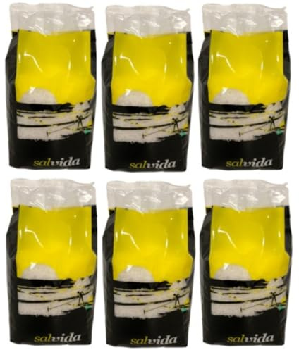 Salvida Sal Marinho Grobes Meersalz Salz Portugal für Salzmühle Nudelwasser Reis Salzbraten Inkl. FeinWert E-Book (6 x 1kg)