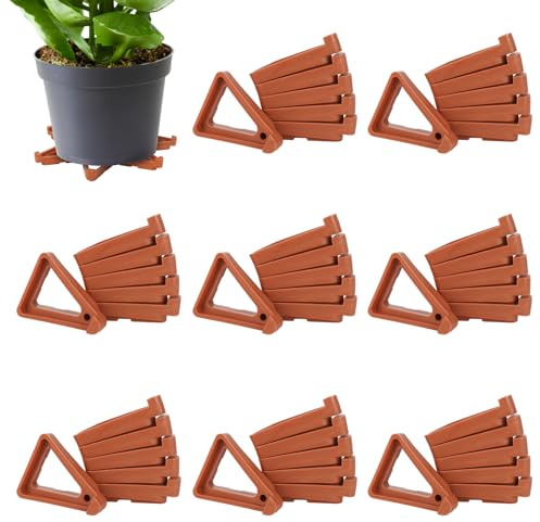 48 Pcs Flower Plant Pot Feet, Triangle Pot Feet Invisible Garden Pot Risers | Plastic Breathable Potted Plant Stands Prevent Rot Pots Toes for Outdoor Indoor Plant