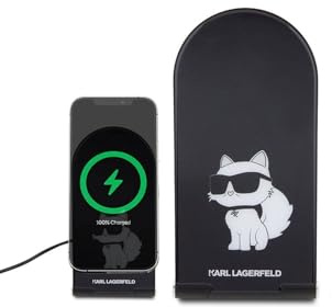 Karl Lagerfeld KLDCRFALCHNK Chargeur inductif pliable 2 en 1 15 W Noir Choupette