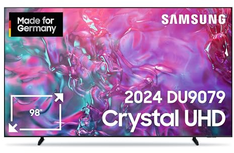 Samsung Crystal UHD 4K DU9079 Fernseher 98 Zoll (249 cm), AI TV mit Gaming-Hub, Motion Xcelerator 120 Hz, Tizen OS, Smart TV, Alexa, Knox Security, 3D Surround Sound & Q-Symphony, KI TV