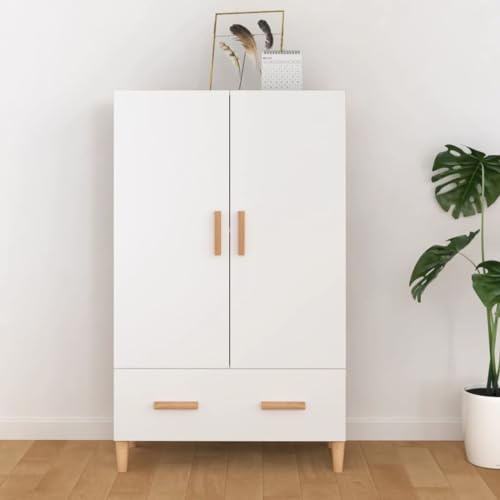 WIFES Highboard mit Schubladen - Weißer Wohnzimmerschrank für Schlafzimmer & Wohnzimmer - 70x31x115 cm aus Holzwerkstoff