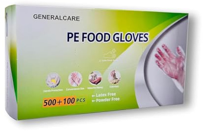 GENERALCARE 600PCS Disposable Plastic Gloves For Cooking Kitchen Food Prep