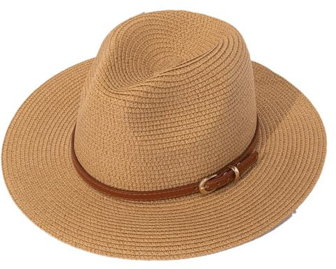 Panama Strohhut Vintage Jazz Zylinder Herren und Damen Sonnenschirm Hut Sombrero Khaki 57, khaki, M