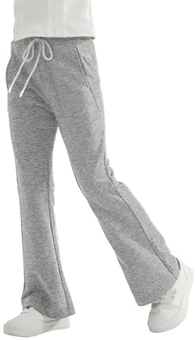 Rolanko Flicka, jersey, utsvängda byxor med elastisk midja, skoluniform, enfärgade, bootcut, joggingbyxor, GRÅ, 6-7 År
