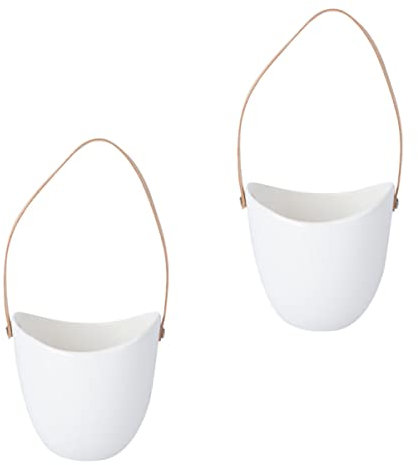 KONTONTY Lot De 2 Pots Décoratifs Suspendus pour Bonsaï avec Trous De Drainage Blancs pour Jardin Miniature