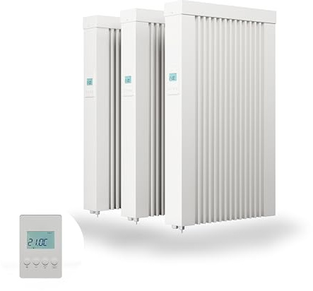eVARMO 3x Areo Smart elektrische Heizung mit Schamottekern zur Wandmontage/Elektroheizkörper (Elektroofen) (650 Watt)