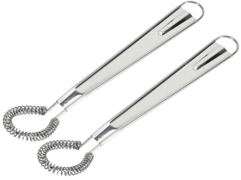 WeddHuis Ensemble de 2 Fouets Cuisine Acier Inoxydable,Mini Cuisine,Durable,Design Ergonomique,à Spirale,Petit,Batteur Manuel,Patisserie,Outil de Cuisine Polyvalent pour Mélanger et