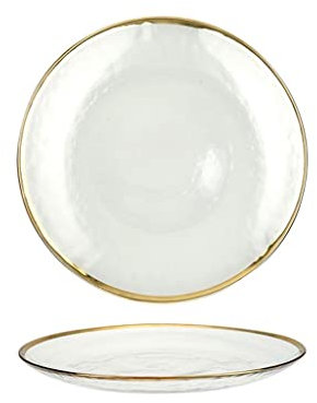 CNBYDK Assiette à dîner/Assiettes à Salade Assiette à Salade en Verre Assiette à Fruits et Noix Assiette en Cristal Assiette à Ramen Transparente Convient po