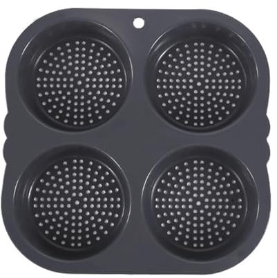 Stampo per pane per hamburger – Teglia rotonda per pane perforata | Stampo per hamburger in silicone con 4/6 cavità per muffin, stampo antiaderente in silicone per top, Whoopie Pies, panini