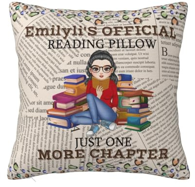 MHJUFGD Personalised Just One More Chapter Pillow Covers Custom Name Portrait Reading Pillowcase For Sofa Bed Office Gifts For Book Lovers Christmas Birthday (style 2)