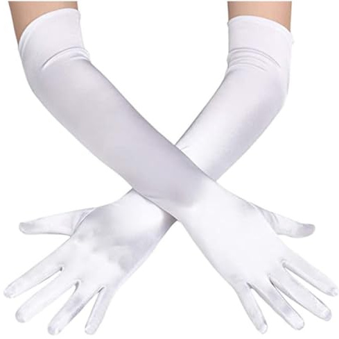 WUSJCOF 1 Paar Handschuhe Lang, Elegant Damen, Satin Classic Abendhandschuhe, 1920er Handschuhe für Classic Opera Party HalloweenKarneval Kostüm