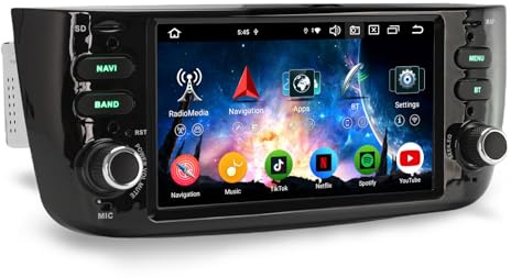 8-Core 4GB RAM+64GB ROM Android 14 Autoradio per Fiat Grande Punto Fiat Linea Supporto GPS Navigatore Bluletooth 5.0 CarPlay Android Auto WiFi 4G DSP DAB+ USB FM RDS OBD2 Canbus Controllo del volante