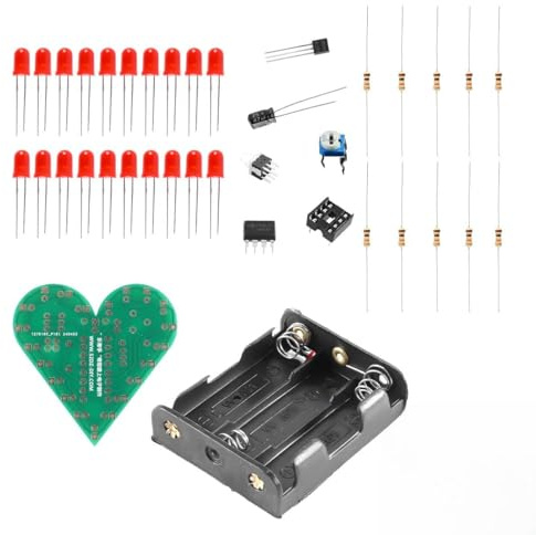 Laroal Kit de Bricolage électronique en Forme de cœur avec lumière Respirante, kit d'entraînement à la Soudure, kit de Bricolage électronique pour la rentrée Scolaire (2 Jeux Rouges)