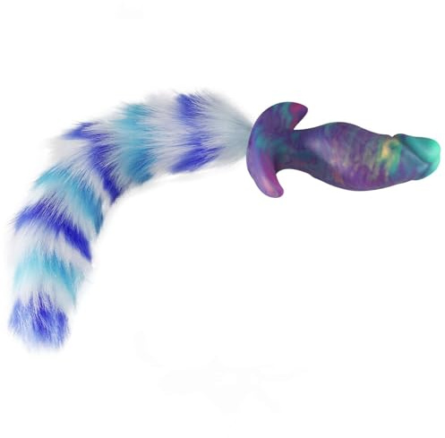 Analplug mit Schwanz,14.3cm Silikon Realistischer Anal Dildo mit 30cm Schwanz, Abnehmbaren Tail Butt Plug,Analspielzeuge Für SM Cosplay