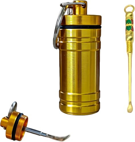 Kitchen Spice Container Dispenser | Portable Aluminum Bottle| Fine to Coarse Seasoning Kit | Travel-Sized Pepper Salt Shaker (Golden)