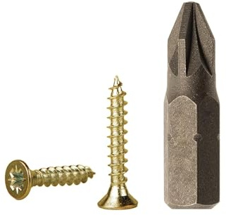 (Pack of 100) Yellow Zinc Plated Steel 3/32 x 5/8 (2.5 x 16 mm) Wood Screws, Chipboard Screws, Universal Pozi-Drive Screw, PZ Fully Threaded, Pozidriv Countersunk Head