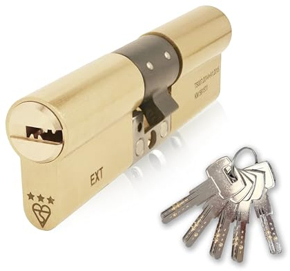 IRONWORX® Spectre Brass 50 mm (interno) / 40 mm (esterno) (90 mm) massima sicurezza approvata dalla polizia TS007 BSI 3 stelle doppio cilindro europeo serratura (chiave su entrambi i lati), include 5