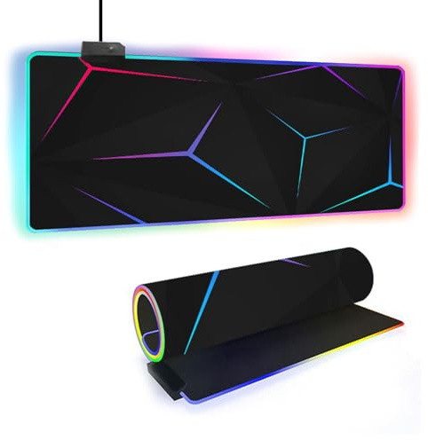 FANSU Gaming Mauspad RGB XXL, Groß Multifunktionales Mousepad mit 14 Farben LED-Licht, für Computer PC Laptop Tastatur Professionelle Gamer, Rutschfester Gummifuß (Blau,600x300x4mm)