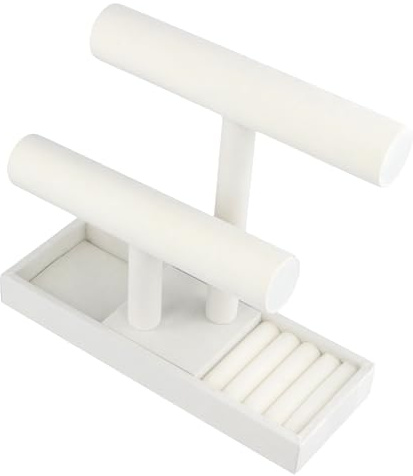 CHUIFAI 2 nivåer smyckeshållare smyckesställ med bricka, kedjor förvaring armband hållare smyckesförvaring, smyckesdisplay för handsmycken, halsband, ringar