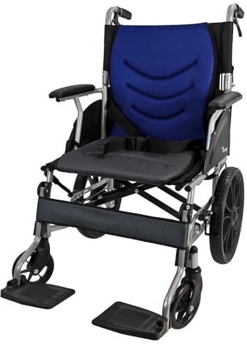 Aluminium Wheelchair, Lightweight Folding Compact Wheelchair with Hand Brake and Cushion