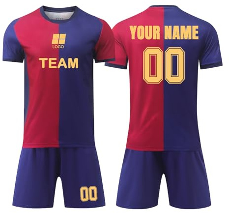 Barca Camisetas de Fútbol Personalizadas para Hombres y Mujeres Camiseta de Fútbol de Casa/Visitante con Nombre y Número Ropa Futbol Niño Infantil/Adulto Replica Oficial con Licencia Oficial