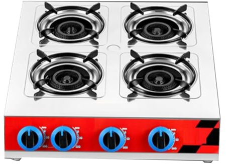 Cuisinière À Gaz 4 Feux Encastrés, Poêle Haute Puissance 3,2 KW, Support De Casserole En Fonte D'acier Inoxydable, Plaque De Cuisson À Gaz De Camping À Allumage Automatique(NG)