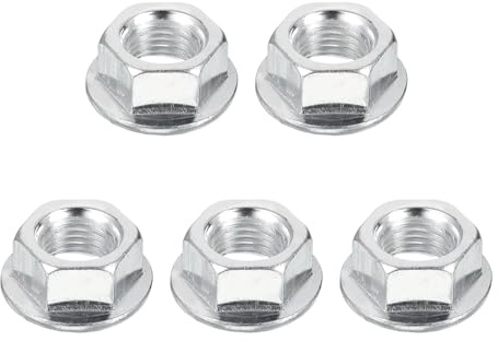 PATIKIL M14x1.5mm Serrated Flange Hex Lock Nuts, 5Pcs Metric Fine Thread Carbon Steel Non-Slip Hexagon Flange Nut Fasteners for Machinery Manufacturing Industrial DIY Use, Silver