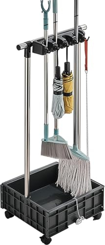 Armoire de rangement pour serpillère et balai - Organiseur autonome pour fournitures de nettoyage - Seau à franges et outils de jardin - Chariots de nettoyage mobiles pour garage, ménage et restaurant