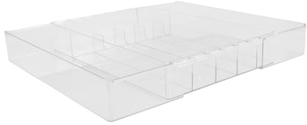 Hemobllo Organiseur Tiroir Extensible pour Couverts Séparateurs Multi Compartiments pour Rangement Cuisine Plateau Transparent pour Fourchettes Couteaux Cuillères Rangement Boîtes Couverts