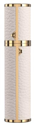 3zorqinron 8ML Travel Perfume Refillable Atomizer, Mini Genuine Leather Cologne Sprayer, Protable Pocket Size Empty Fragrance Spray Bottle (White)