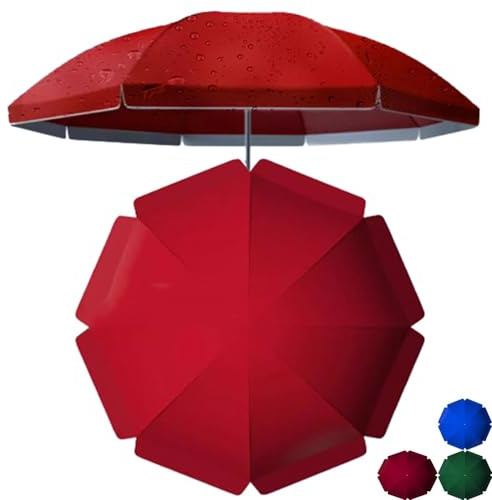Round Table Umbrella Canopy Cover, Anti-UV Outdoor Market Parasol Replacement Cloth, 8Ribs/10Ribs Garden Yard Umbrella Top Cover Waterproof(Red, 3.2m(10ft)-8 Ribs)