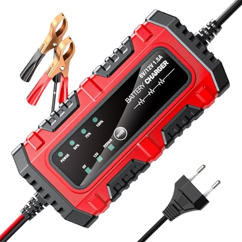 TYUKXJH Cargador de Mantenimiento de Batería | Cargador lento 1,5 A 6 V/12 V para automóvil | de carga inteligente automático para motocicleta, camión, coche, marino,mantenedor