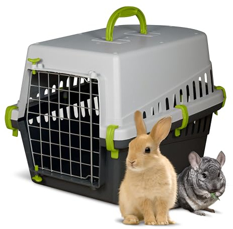Snugsy Transportbox Kaninchen Kleine Haustiere - Flugzeugbox - Metalltür - Leicht 1,14 kg - Gelb 50 x 33 x 32 cm