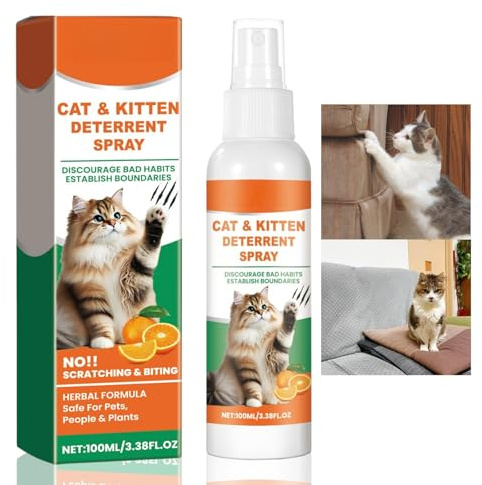 Cat Care Spray – Natural Cat Deterrent Spray | Anti Scratch C/at Sp/ray & Repellent for Indoor & Outdoor Use | Stops Ca/ts Scratching Furniture, Carpet & Plants | Citrus Sp/ray for Effective Training