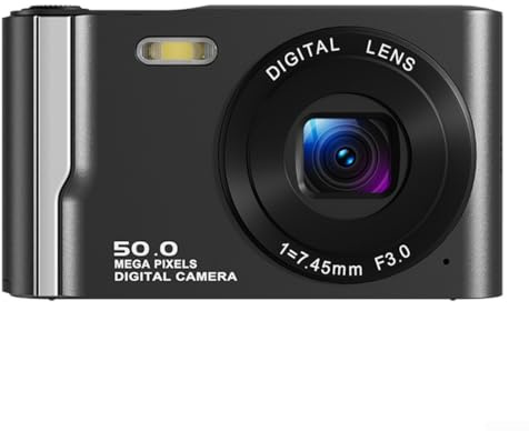 Fotocamera digitale compatta con video 4K, sensore da 50 MP, zoom 16x, anti-shake, schermo LCD da 2 8 pollici, flash integrato per fotografia all'aperto (nero)