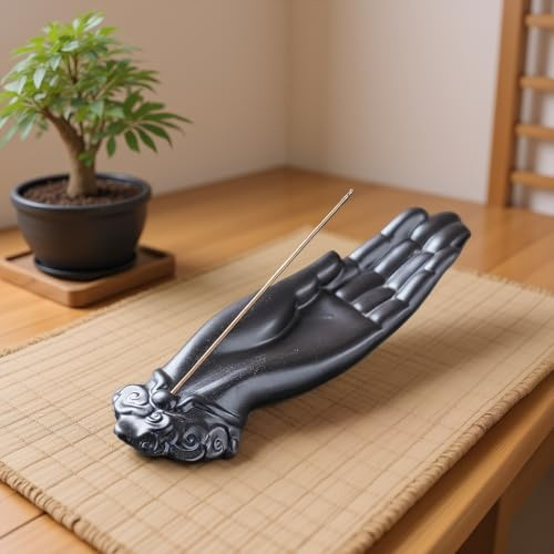 SJDHAHC Premium Incense Holder for Sticks|Features an Elegant Buddha Hand Design for Zen Home Decor & Spiritual Wellness, Safely Holds Burning Incense Sticks.
