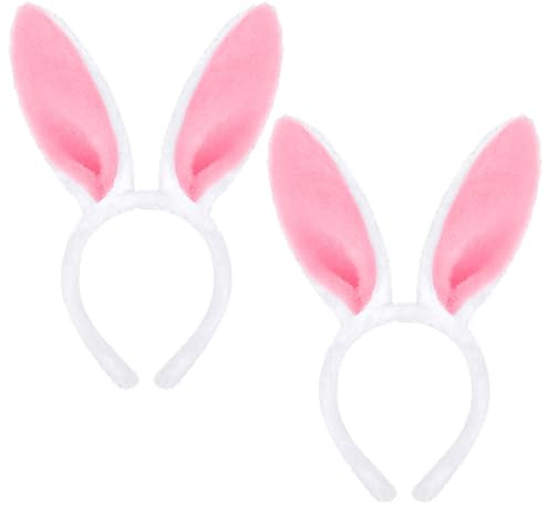 2 Stück Hasenohren Haarreif Set, Plüsch Hasen Ohren Haarreif, Osterhasen Ohren Haarreifen, Hasenohren Stirnband, Bunny Ears Headband, Bunny Ohren Haarband, für Ostern Cosplay Cute Osterhasen Kostüm