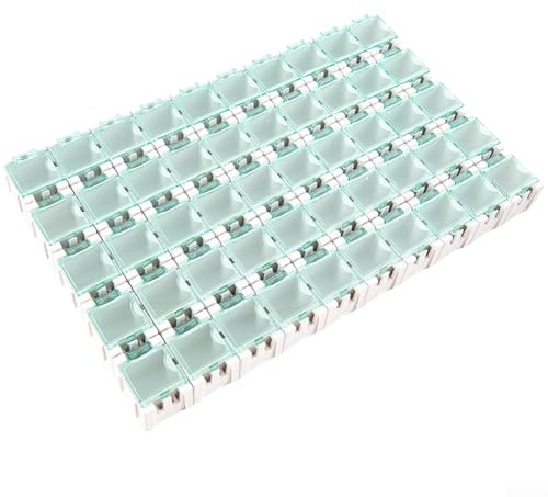 Uppsättning av 50 sorteringslådor för små elektronik, stapelbar förvaringslåda med lock för SMD komponenter, motstånd, kondensatorer, verkstad, förvaring 25 x 30 x 20 mm (vit)