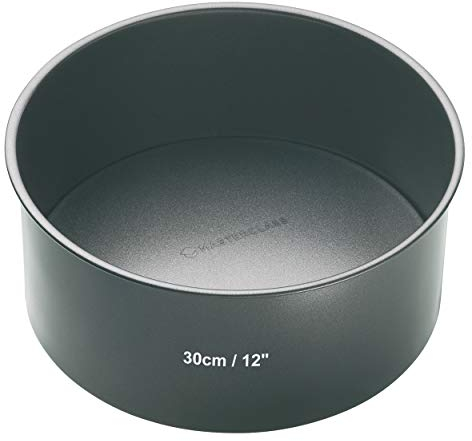 MasterClass Molde para Tartas con Fondo Suelto sin PTFE, PFOA ni BPA, Acero al Carbono de 1 mm, Sartén Redonda Grande de 30 cm,Gris