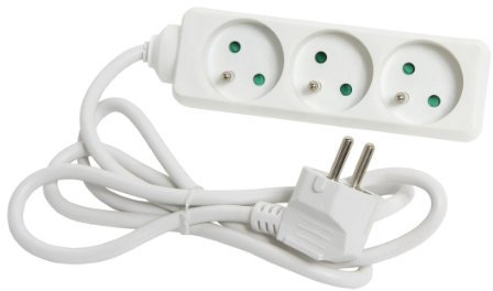 Bloc MultIPrise electrique, Prise MultIPle, Debflex 705953 Rallonge 3 prises 2P+T 16A, Cordon 1 mètre, Blanc